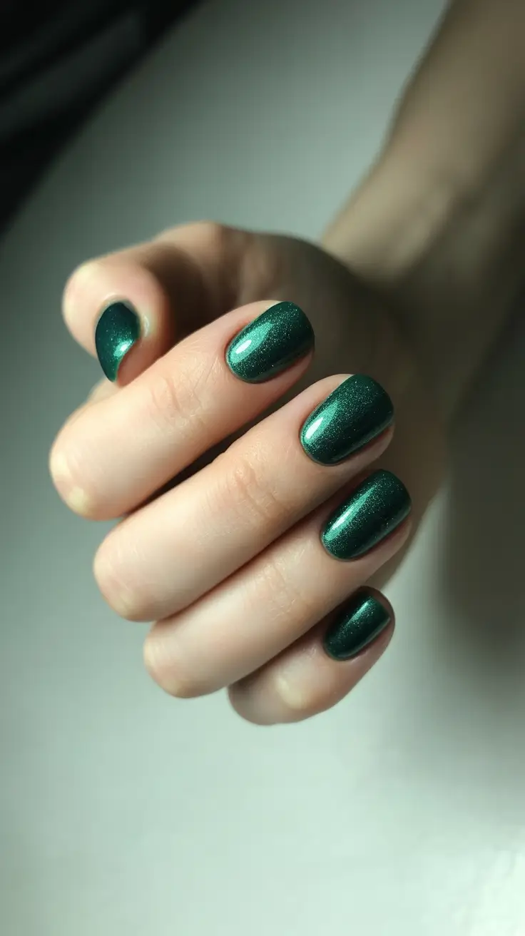 simple christmas nails ideas 2025 emerald metallic simplicity