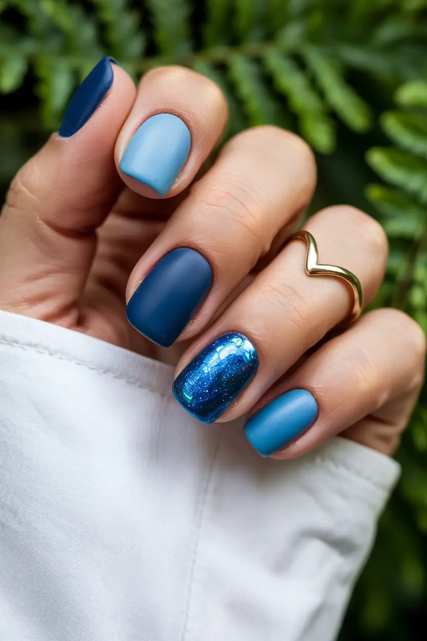 simple winter nails 2025-2026 winter blues gradient