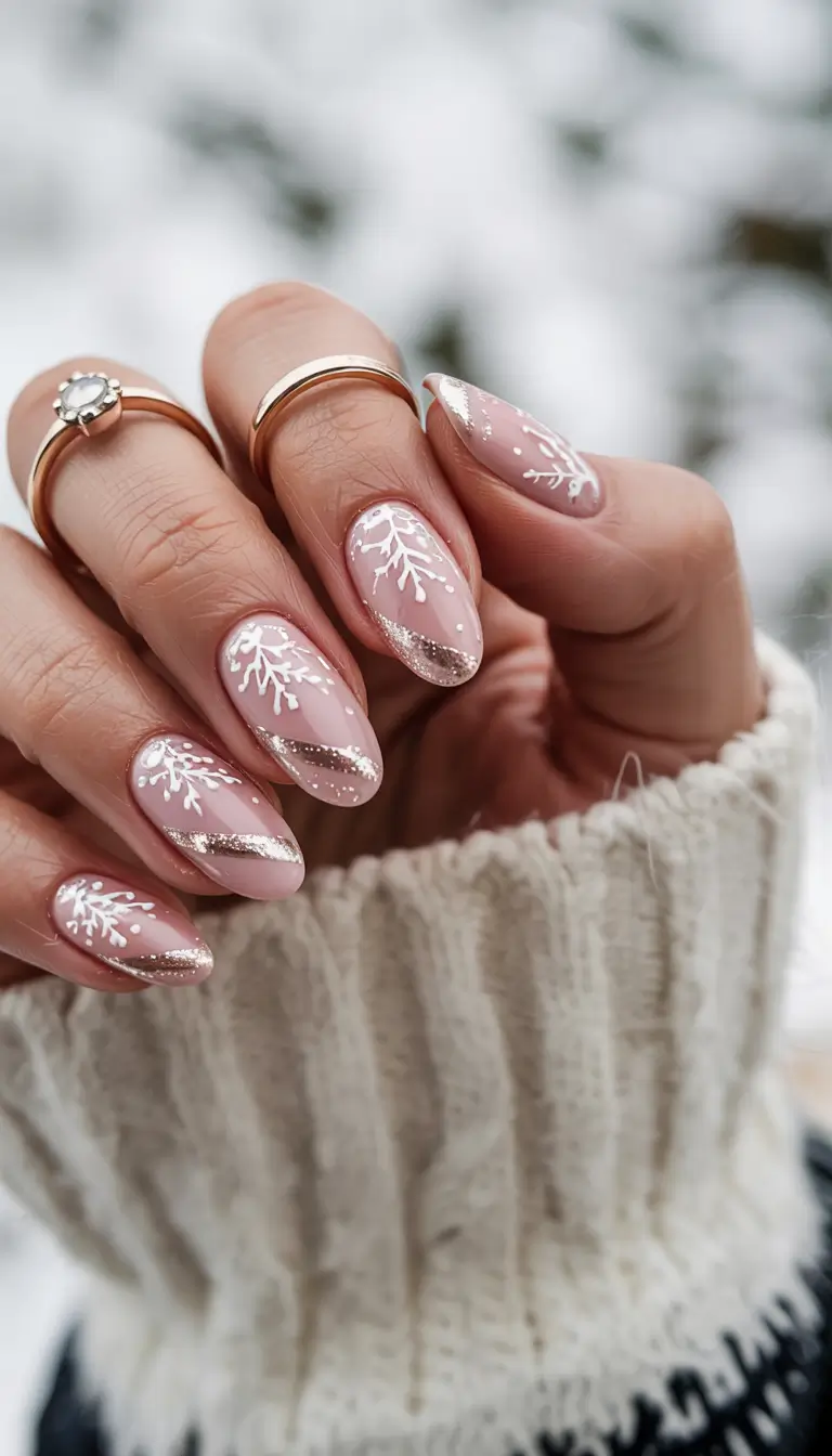 simple winter nails 2025-2026 delicate snow branches