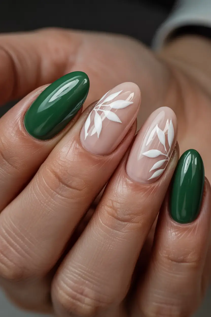 simple winter nails 2025-2026 winter green serenity
