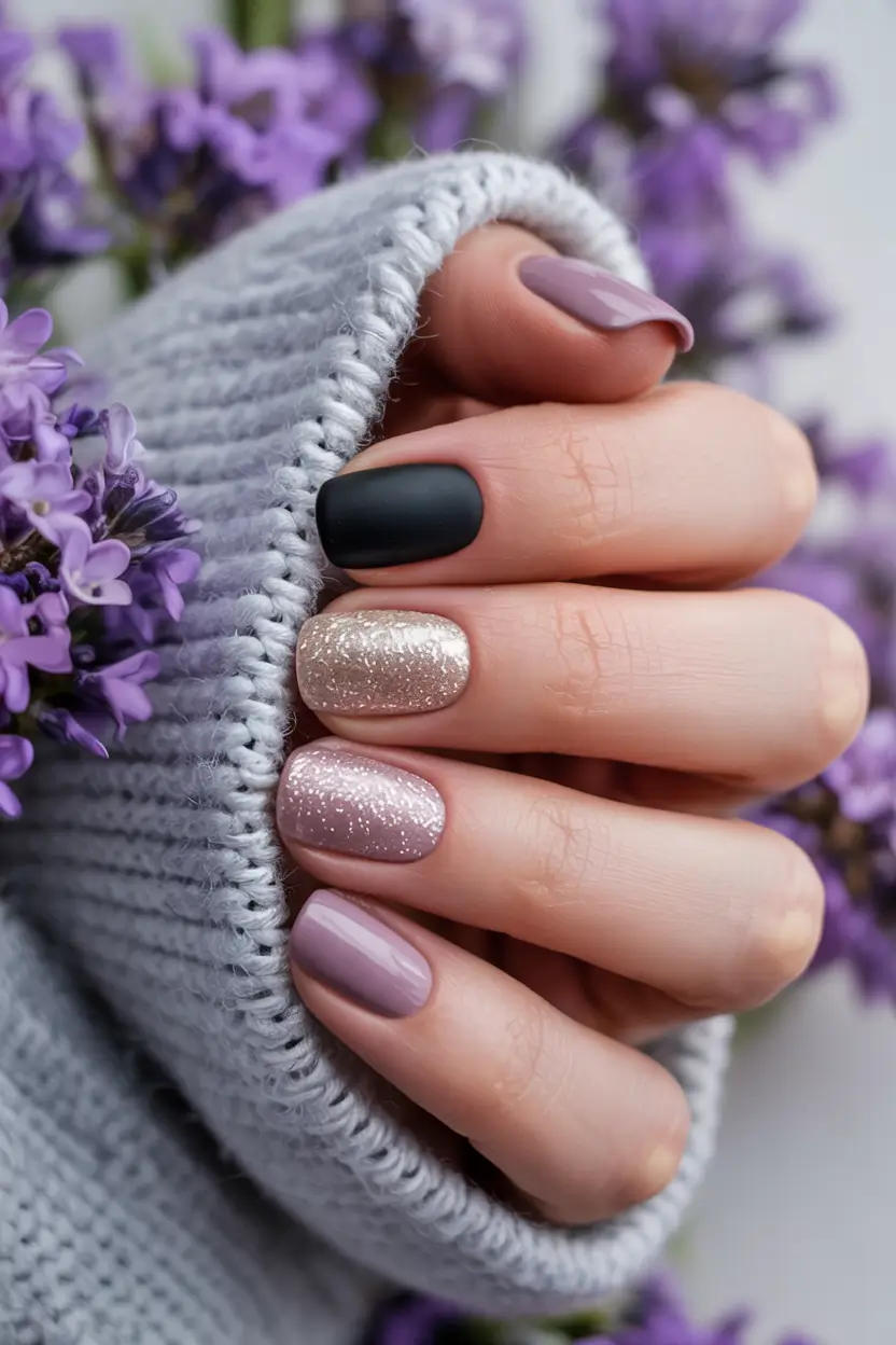 simple winter nails 2025-2026 lavender nights