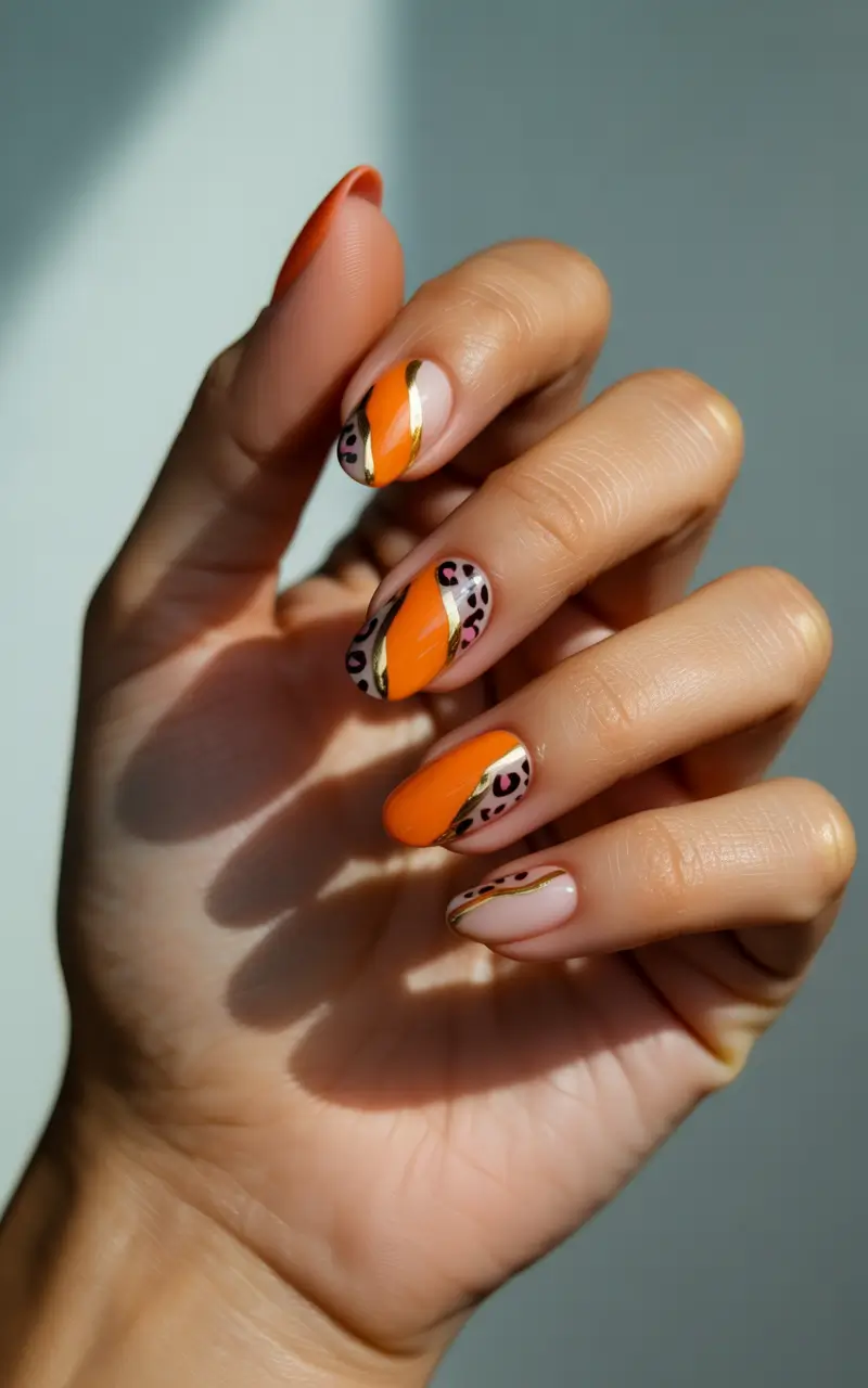 winter-nails-ideas-golden-ember-leopard