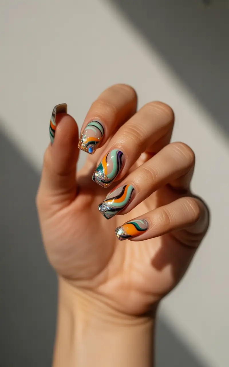 winter-nails-ideas-golden-swirl-dimension