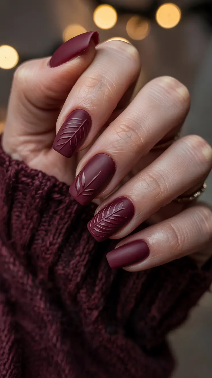 best winter nail colors 2025-2026 textured burgundy matte