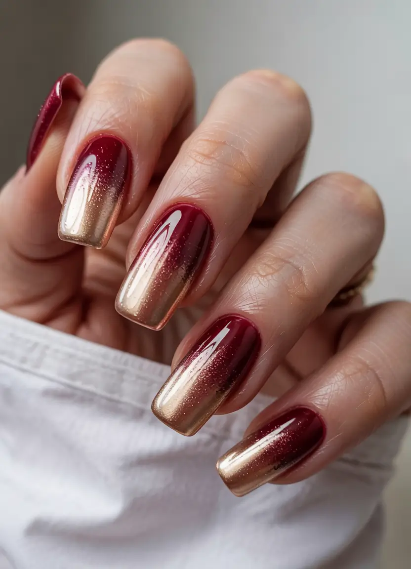 best winter nail colors 2025-2026 gilded burgundy fade