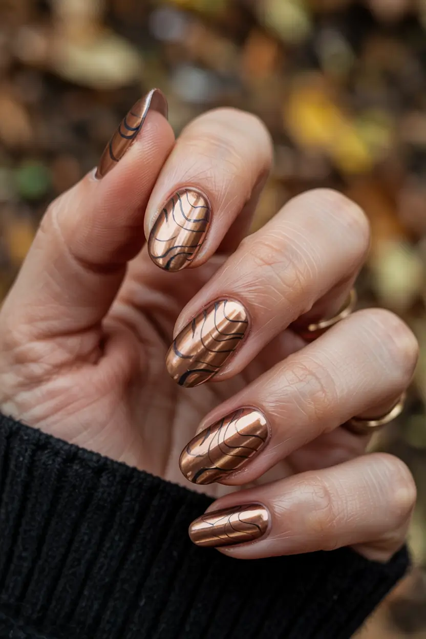 best winter nail colors 2025-2026 bronzed graphic lines