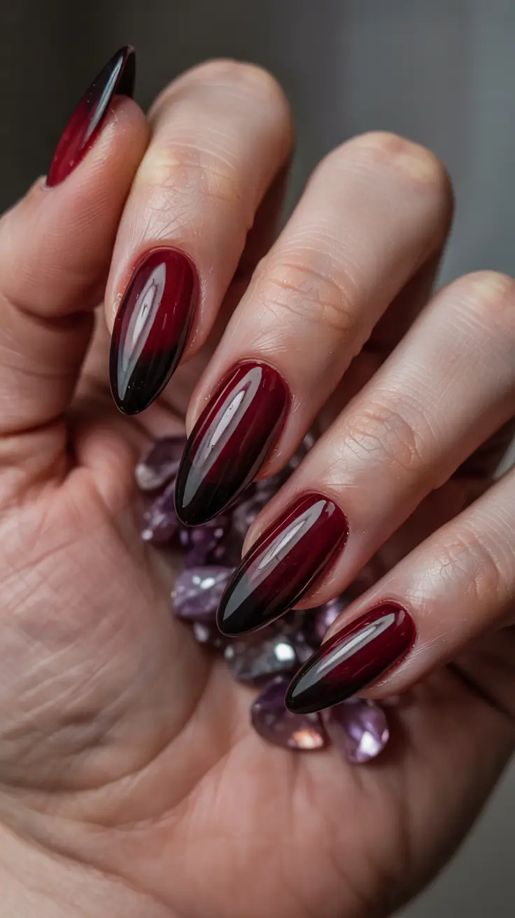 dark-winter-nail-colors-ombre-noir-cherry
