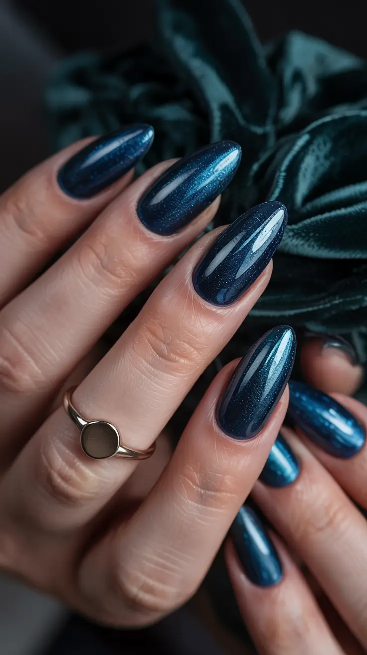 Dark Winter Nail Colors Midnight Sapphire Glam With A Modern Edge