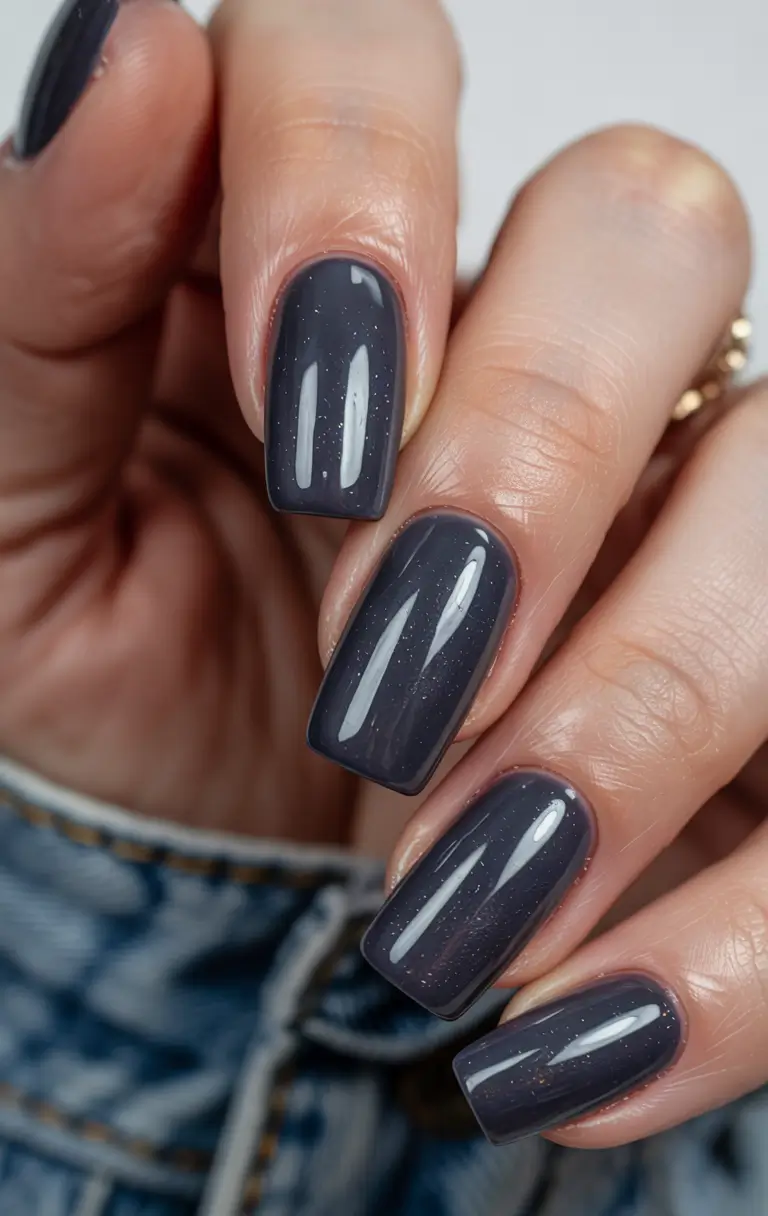 Dark Winter Nail Colors Muted Charcoal With A Hint Of Stardust