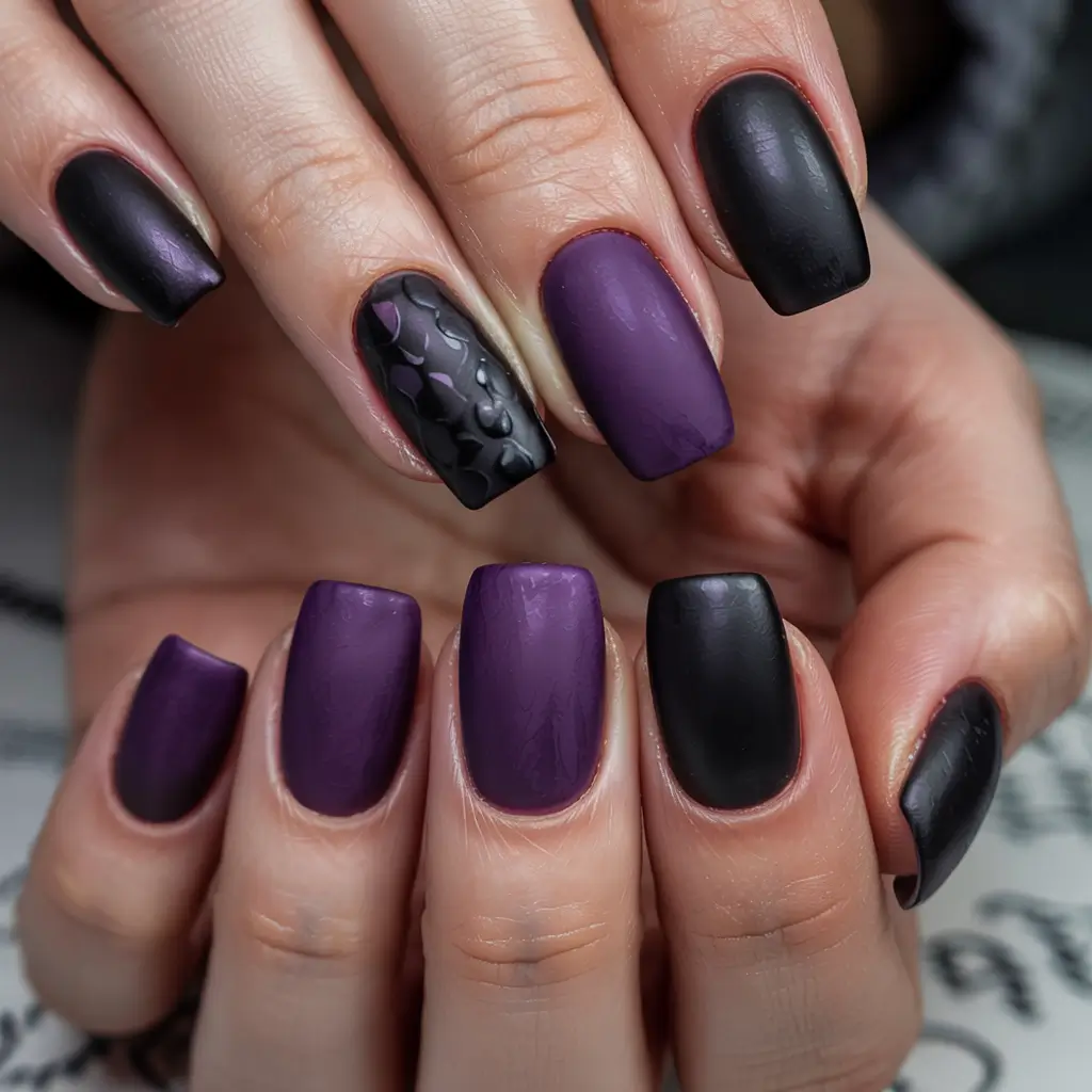 dark-winter-nail-colors-matte-amethyst-black-contrast