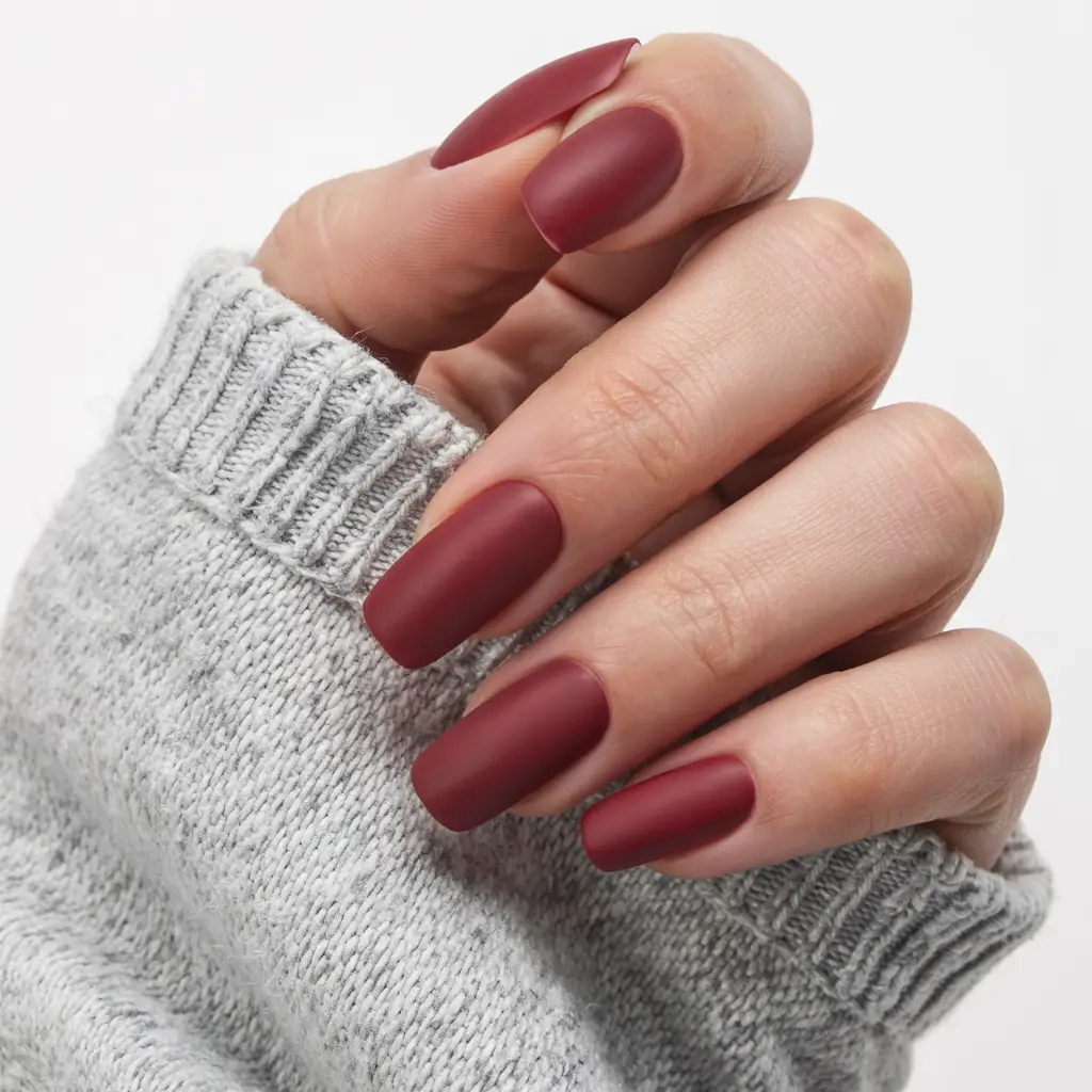 winter nail colors burgundy Matte Burgundy Minimalism