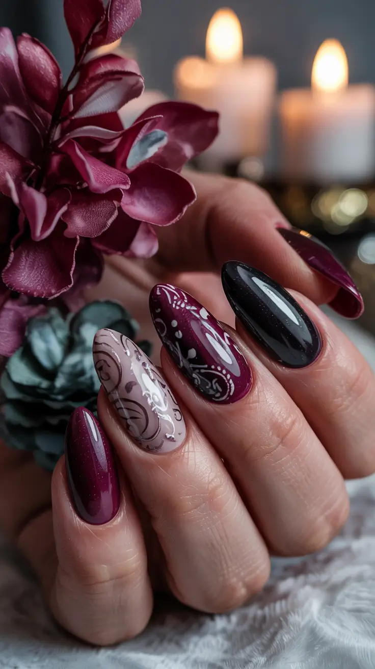 winter nail colors burgundy Baroque Burgundy Mix