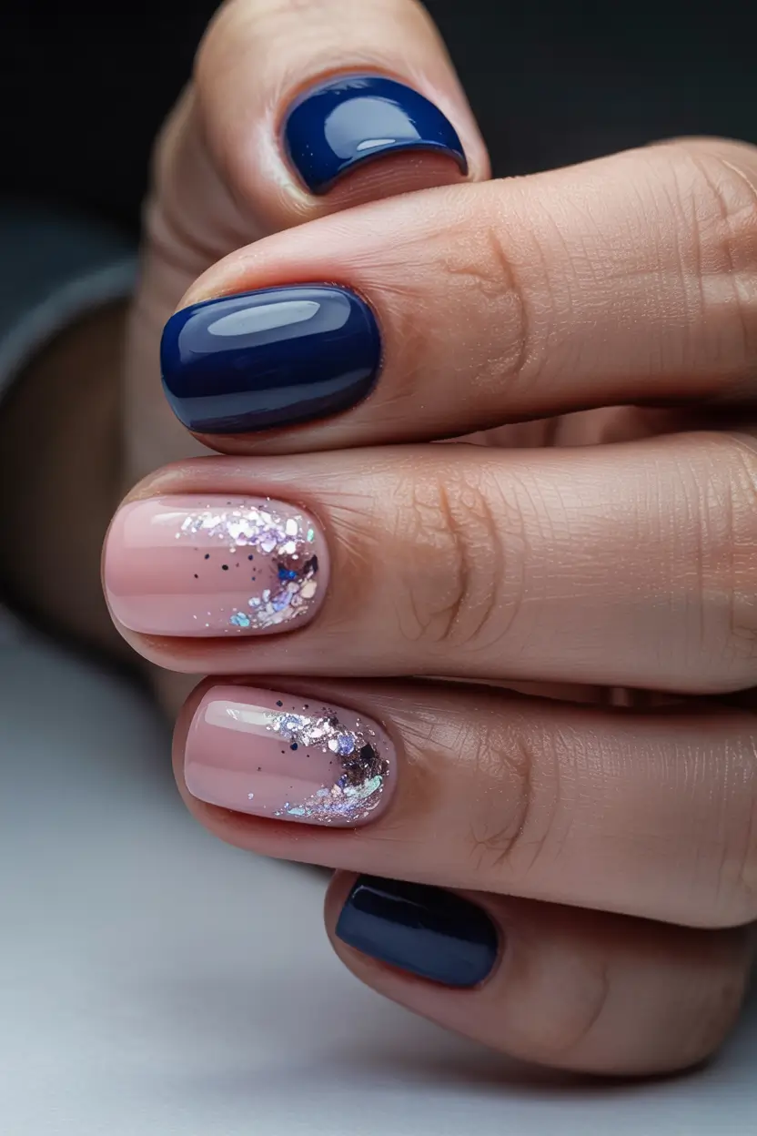 trendy winter dip nails 2025-2026 Frost and Blush Contrast