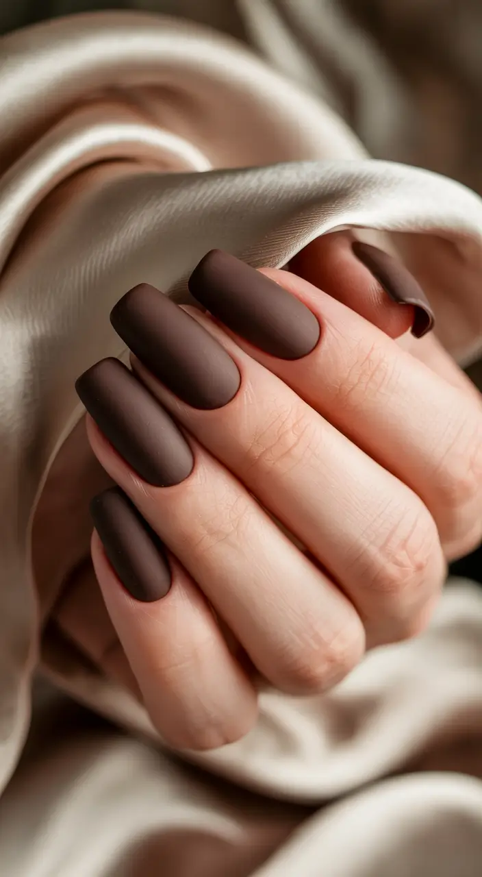 winter nails velvety cocoa matte