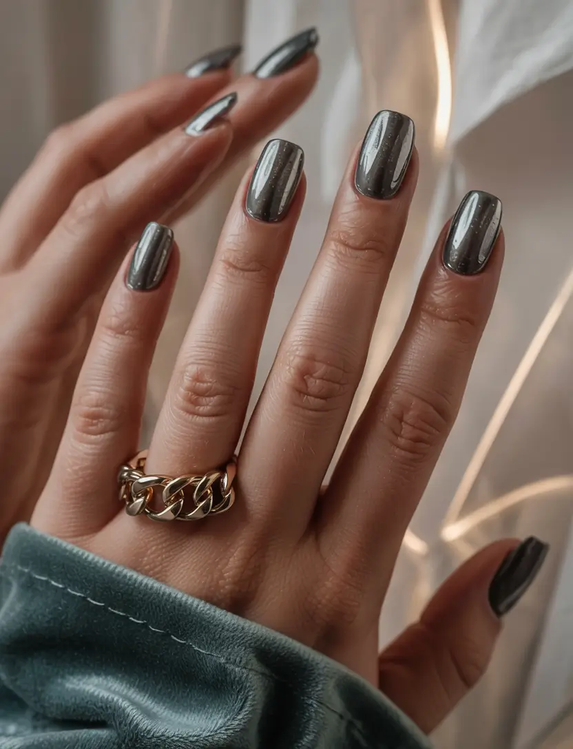 winter nails steel shine