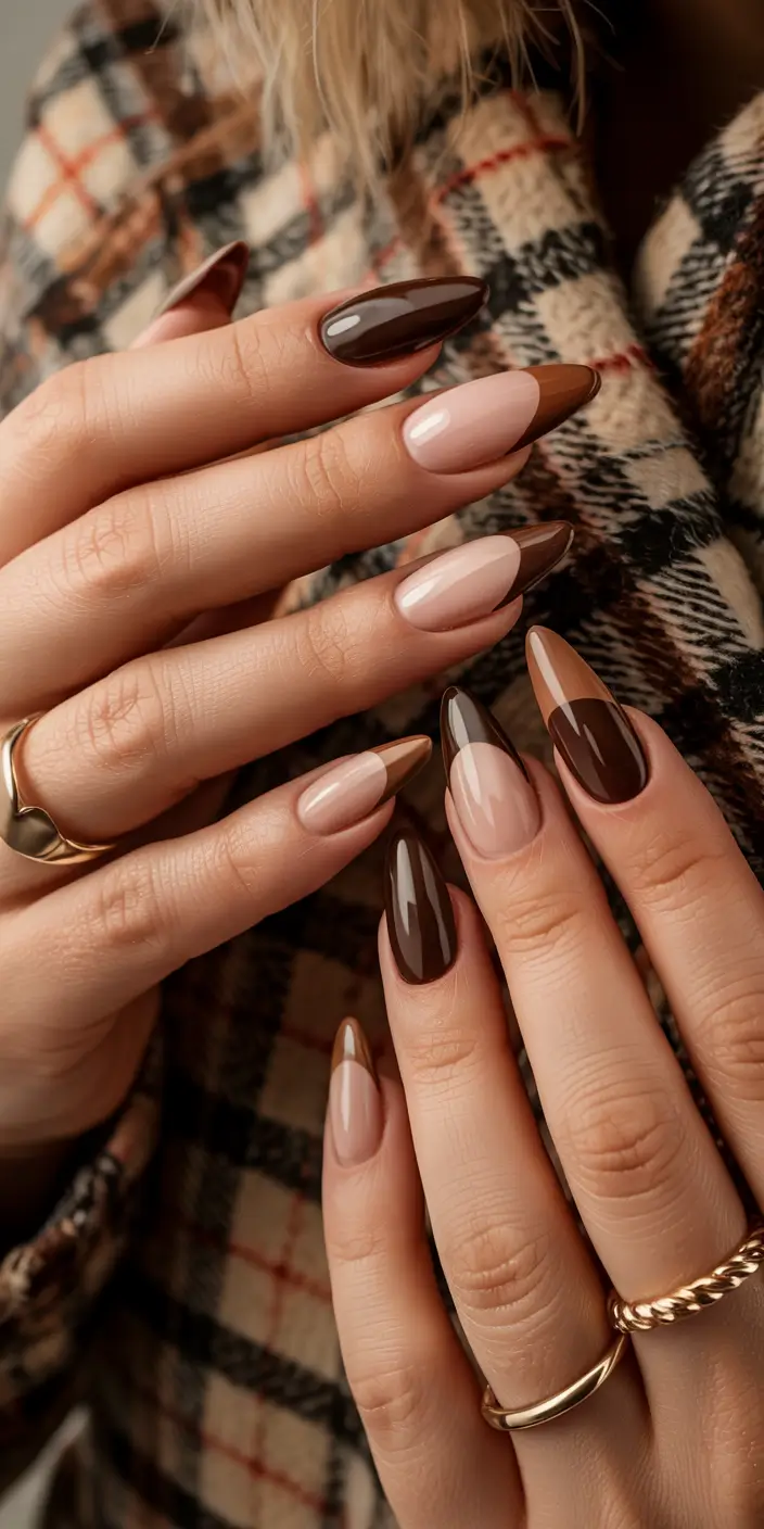 winter nails toffee french mix