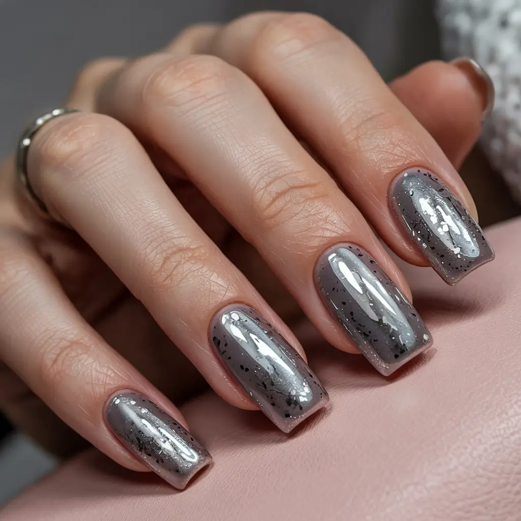 winter nails gunmetal spark