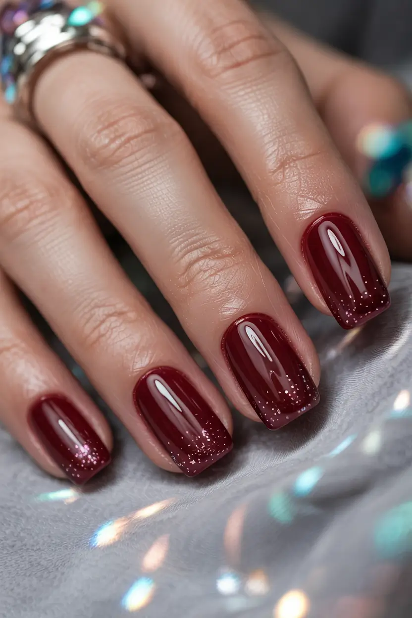 winter nails deep cherry glow