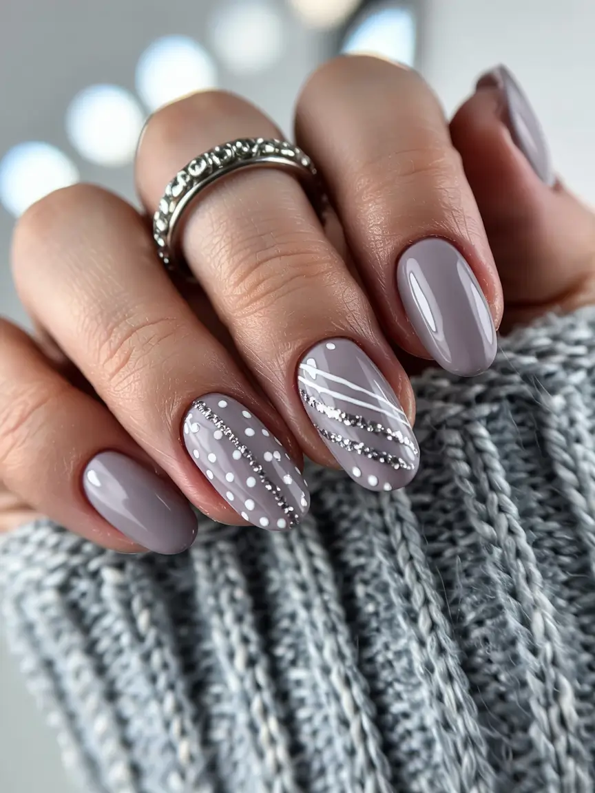 winter nails snowfall patterns in greige