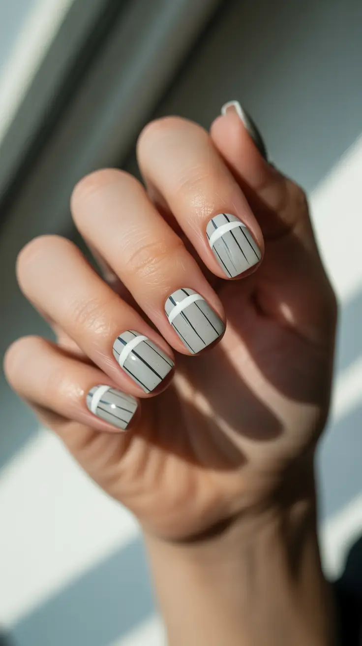 white christmas nails 2025 modern snowstripe geometry
