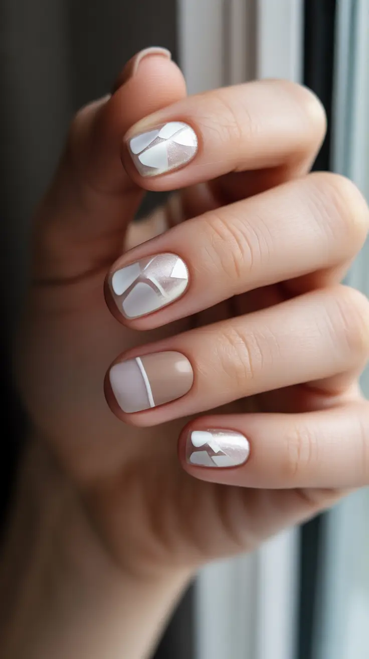 white christmas nails 2025 winter mosaic elegance