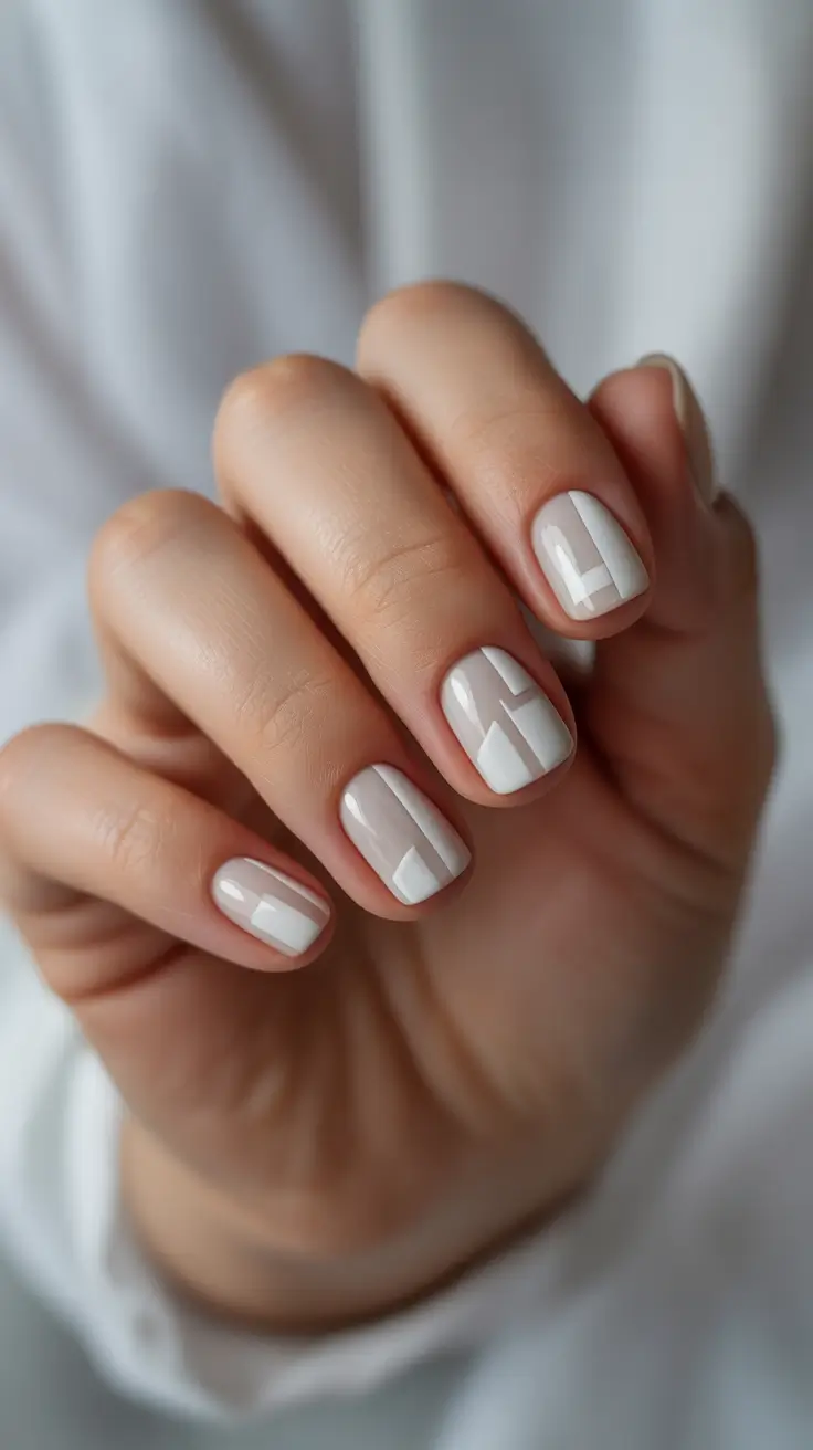 white christmas nails 2025 geometric calm