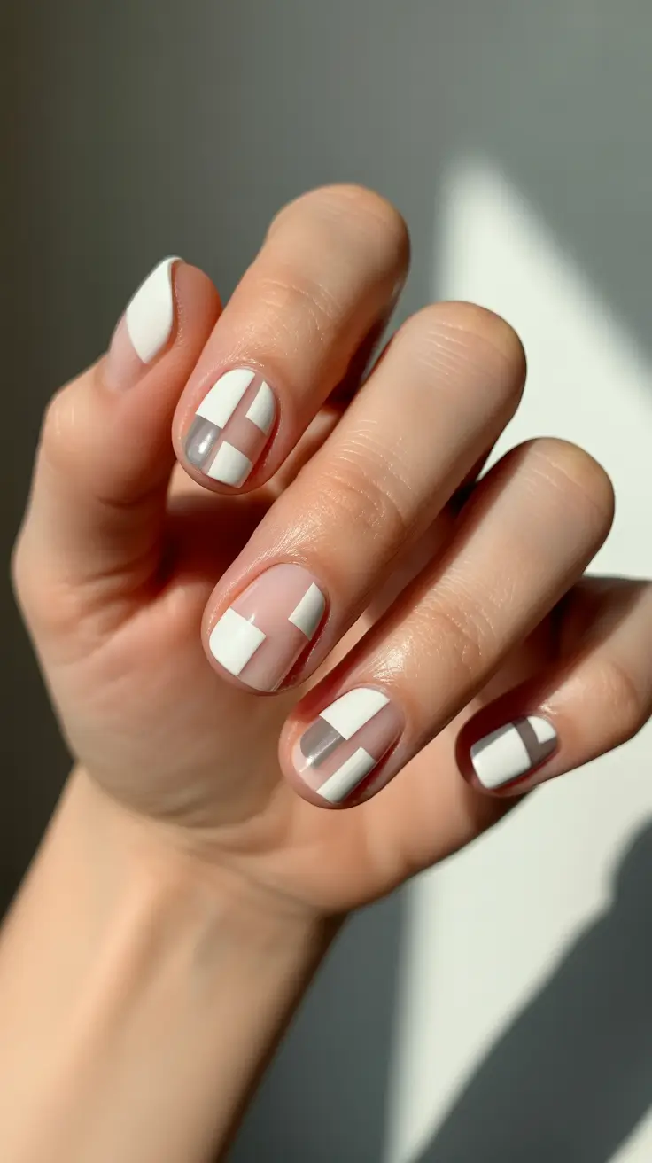 white christmas nails 2025 frosted grid
