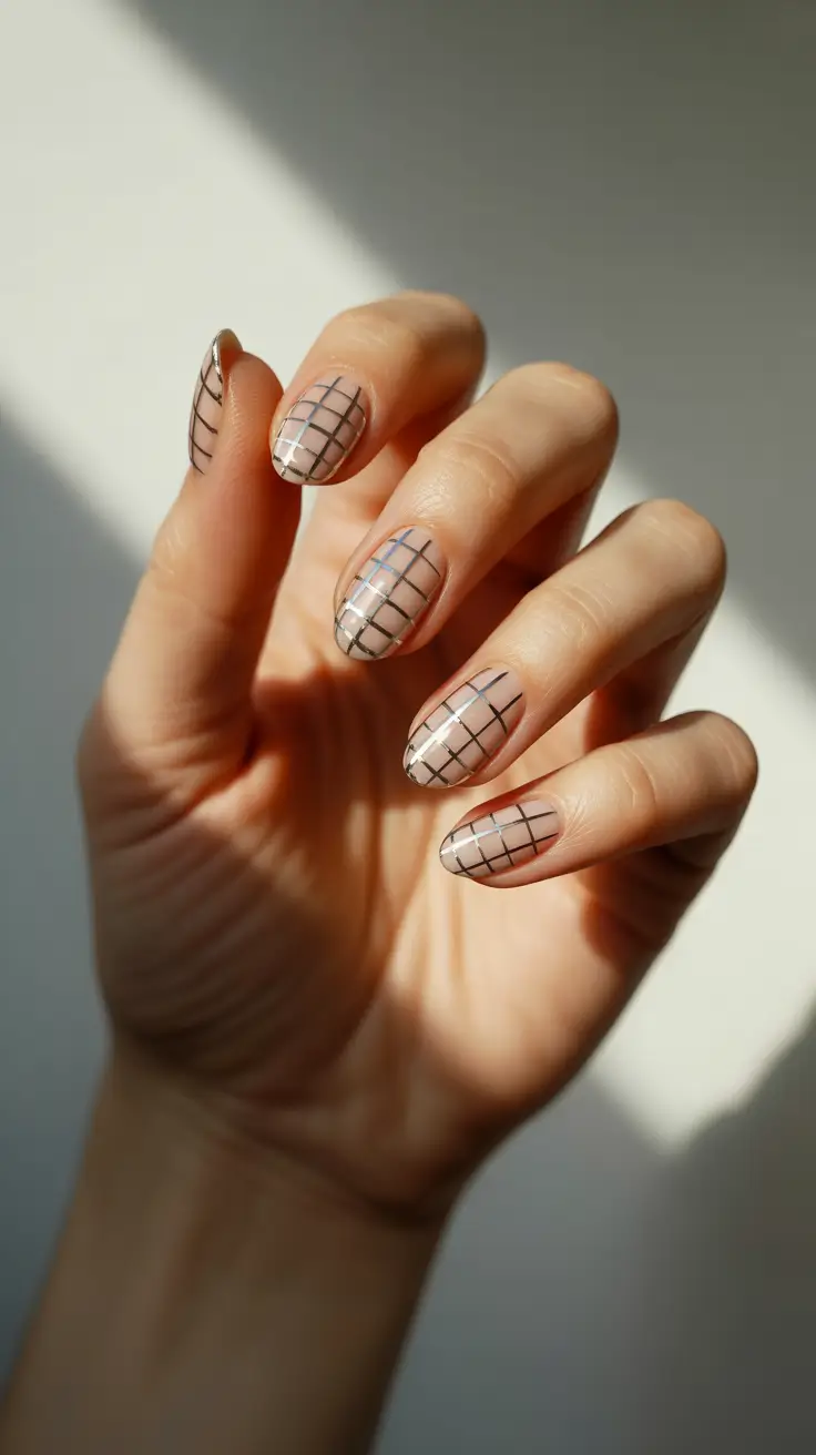winter almond nails 2025-2026 Modern Grid Perfection