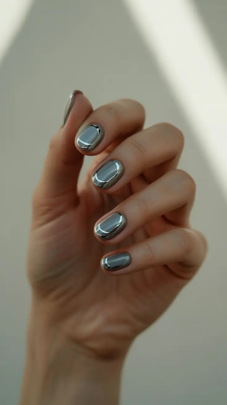 winter almond nails 2025-2026 Liquid Chrome Aura