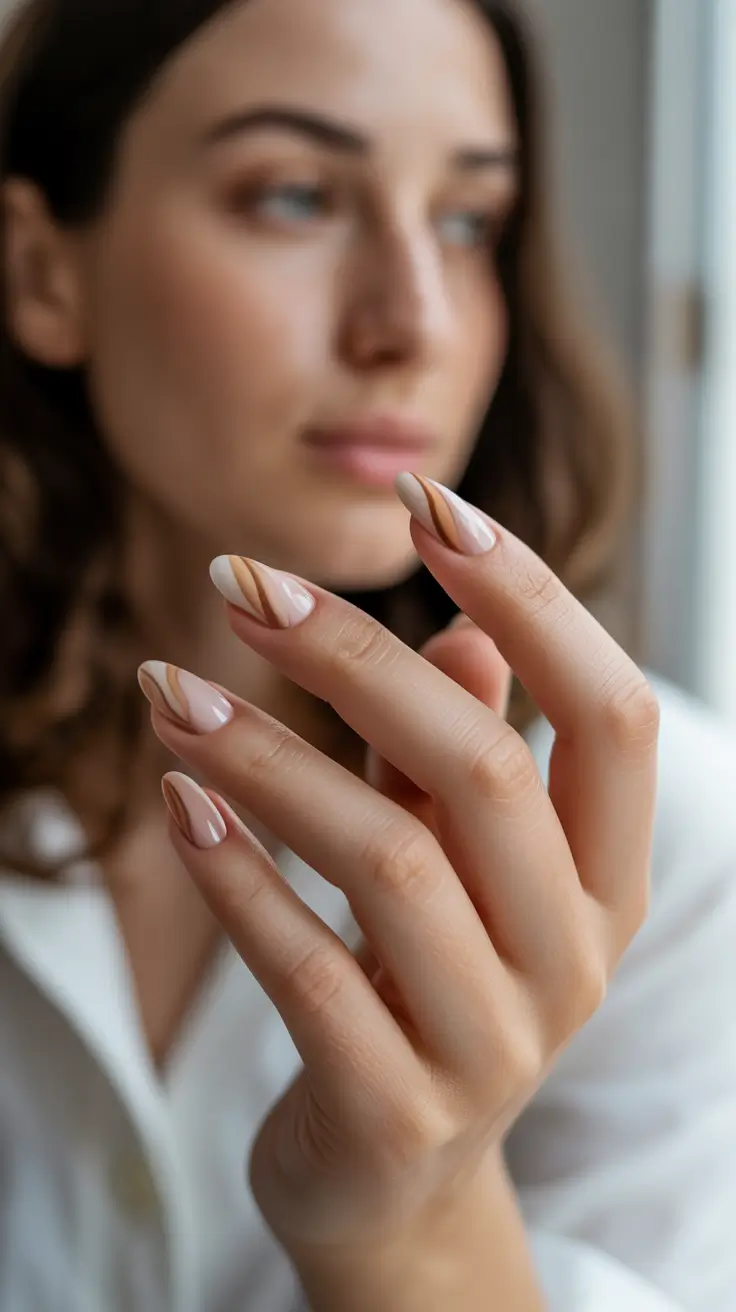 winter almond nails 2025-2026 Caramel Waves