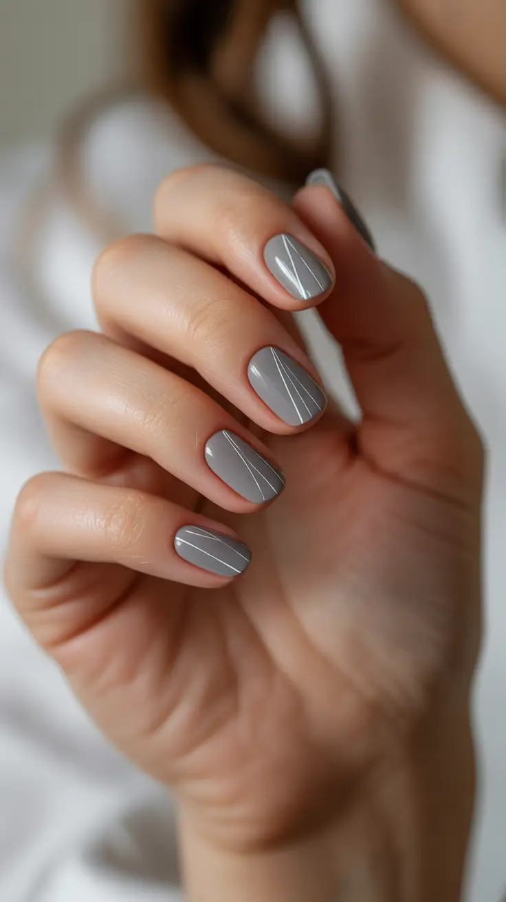 winter almond nails 2025-2026 Minimalist Steel Lines