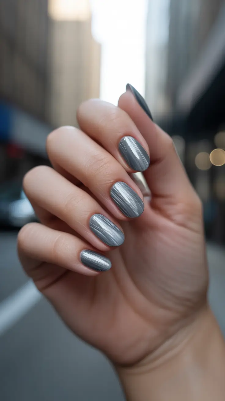winter almond nails 2025-2026 Urban Metallic Slate