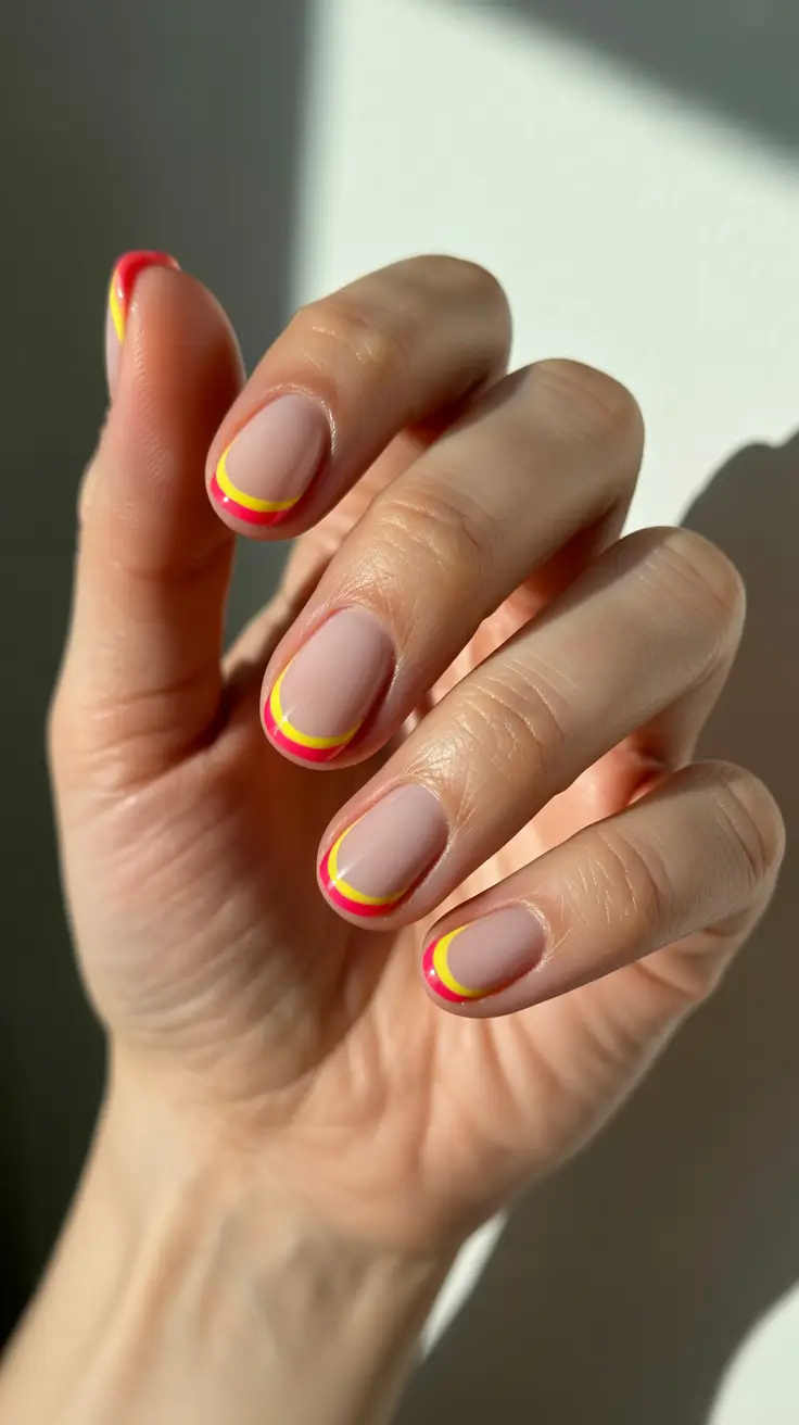 winter color nails 2025-2026 double neon french