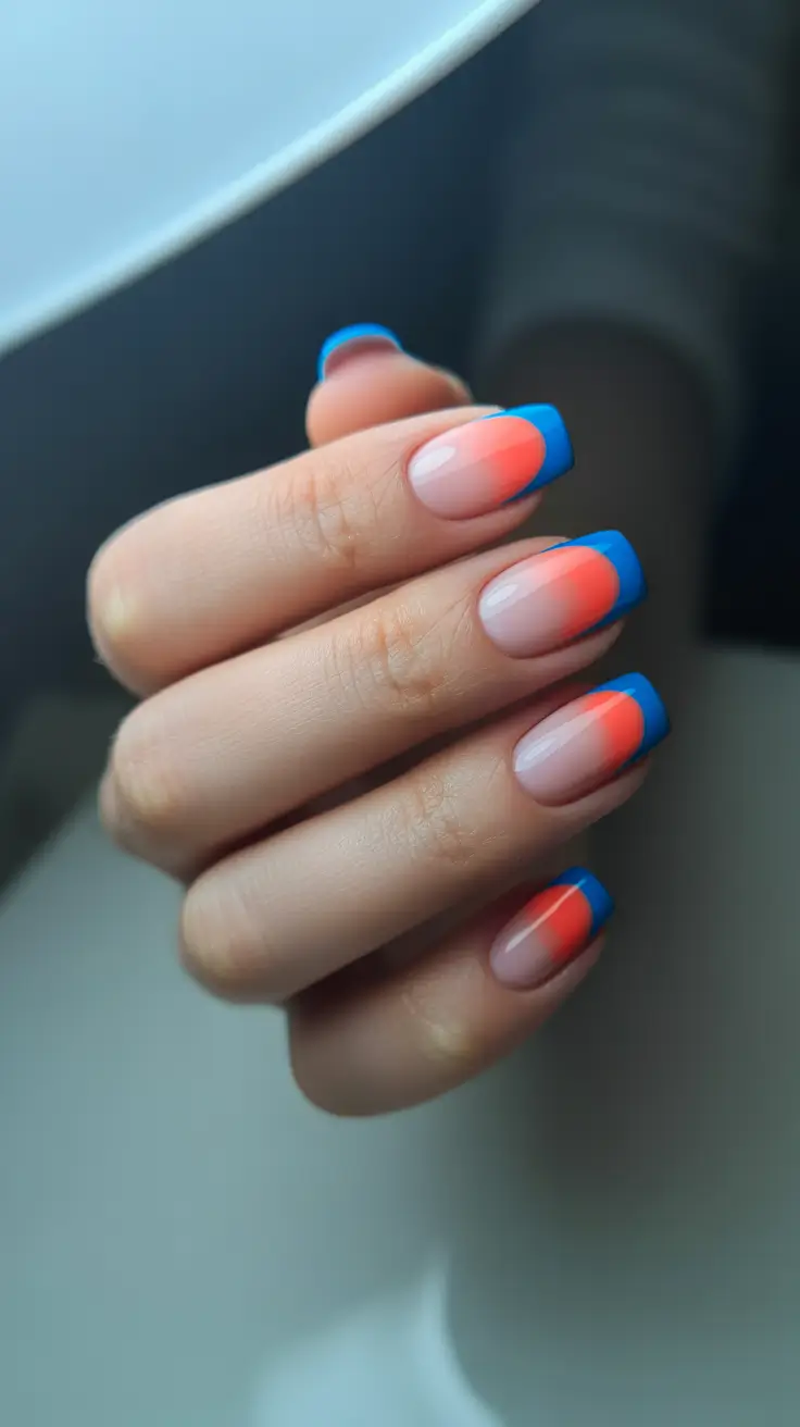 winter color nails 2025-2026 blue flame french