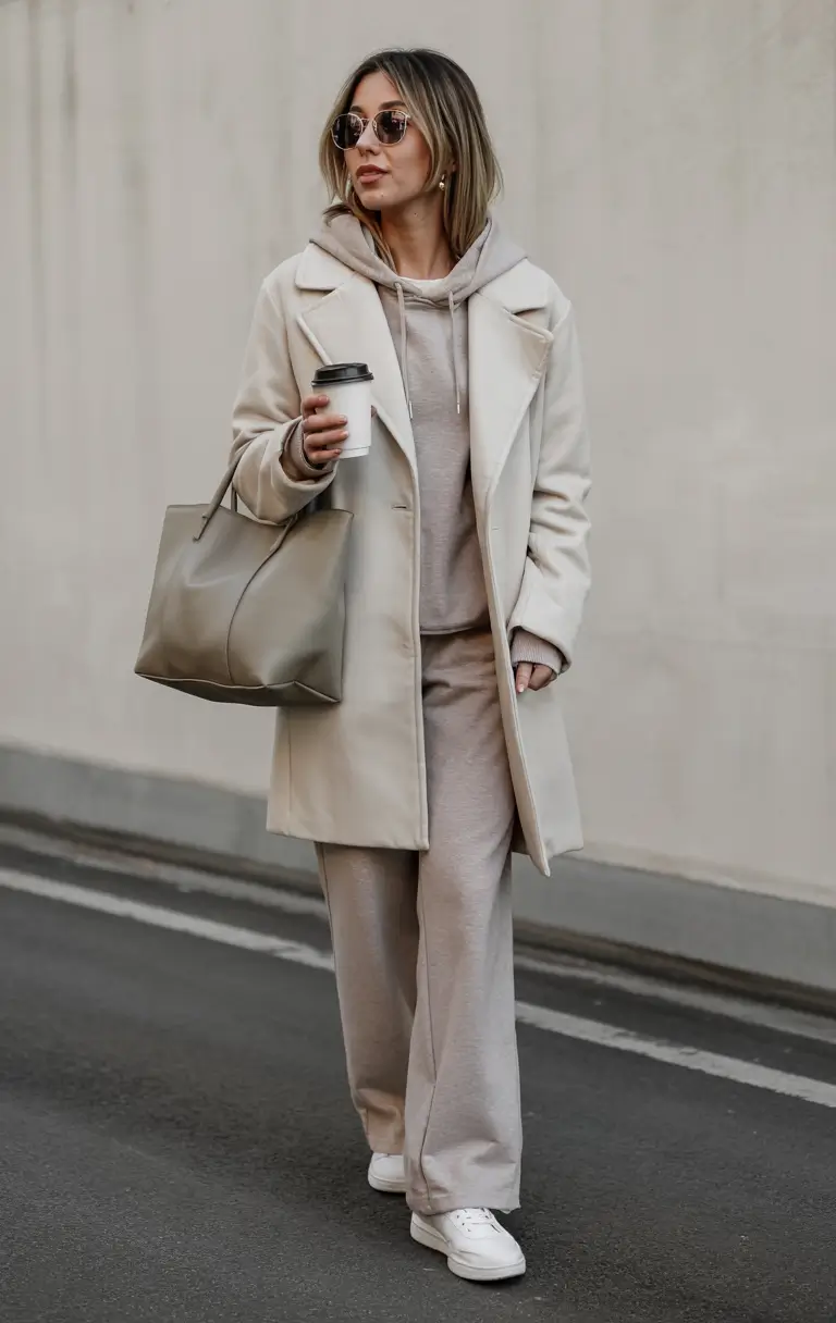 winter fits Laid-Back Neutrals with a Hoodie