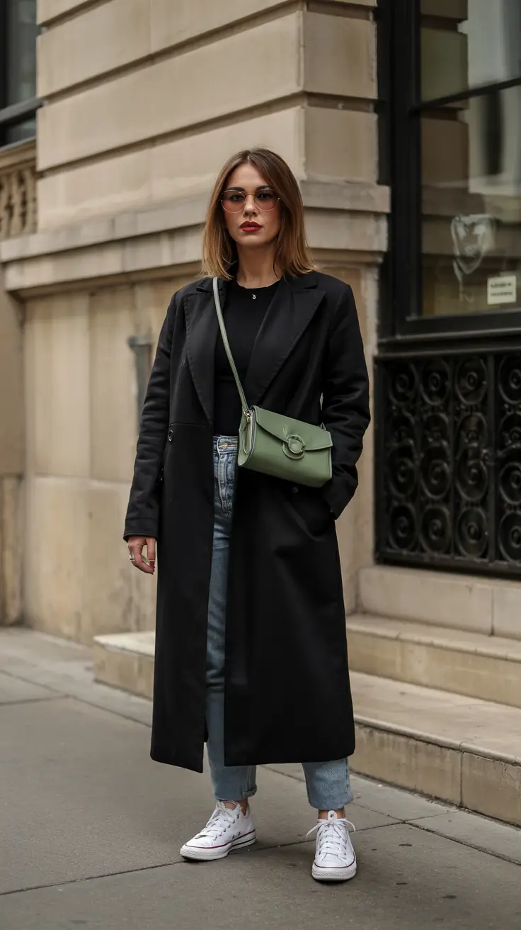winter fits Black Coat Cool Girl Energy