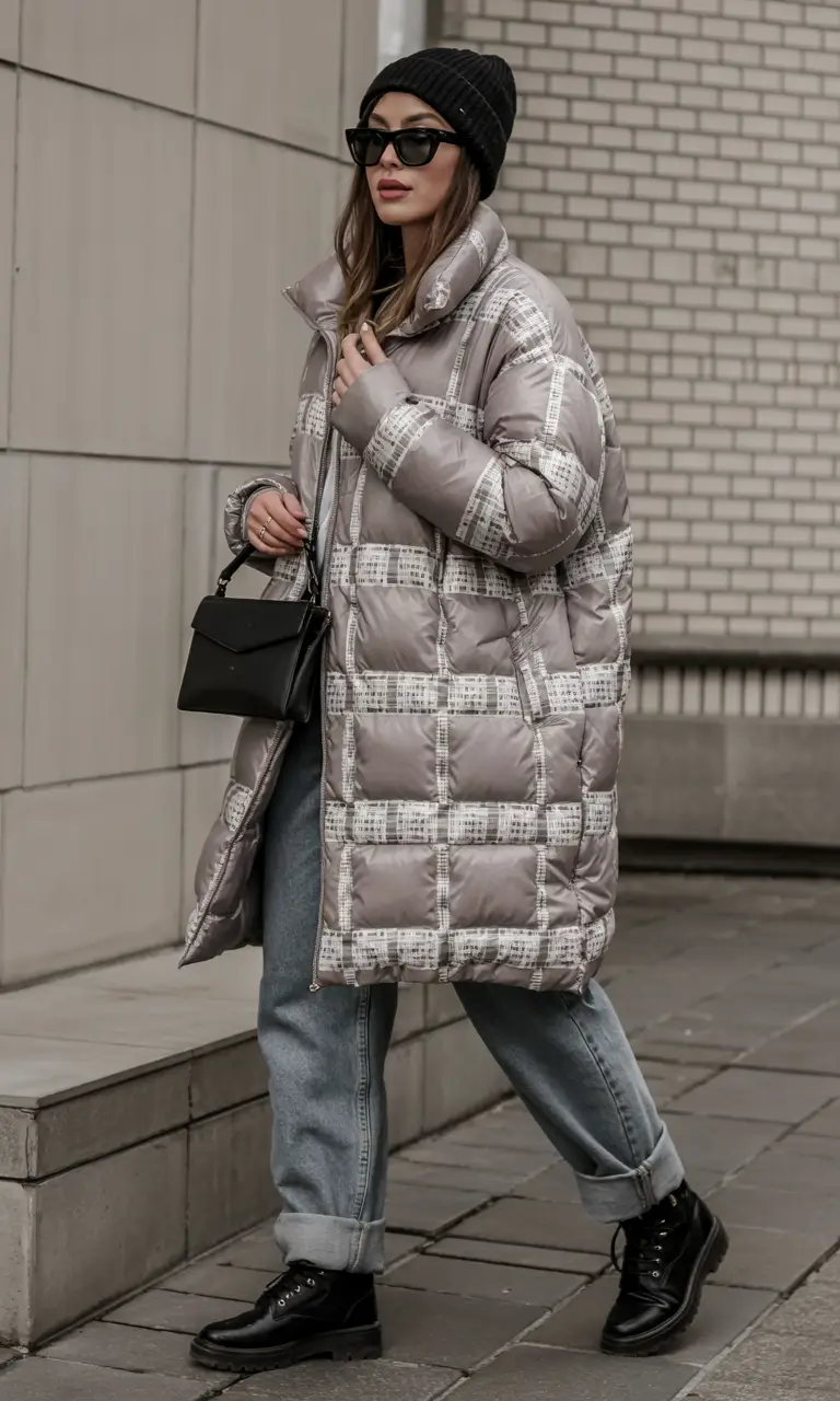 winter fits Patterned Puffer Chic