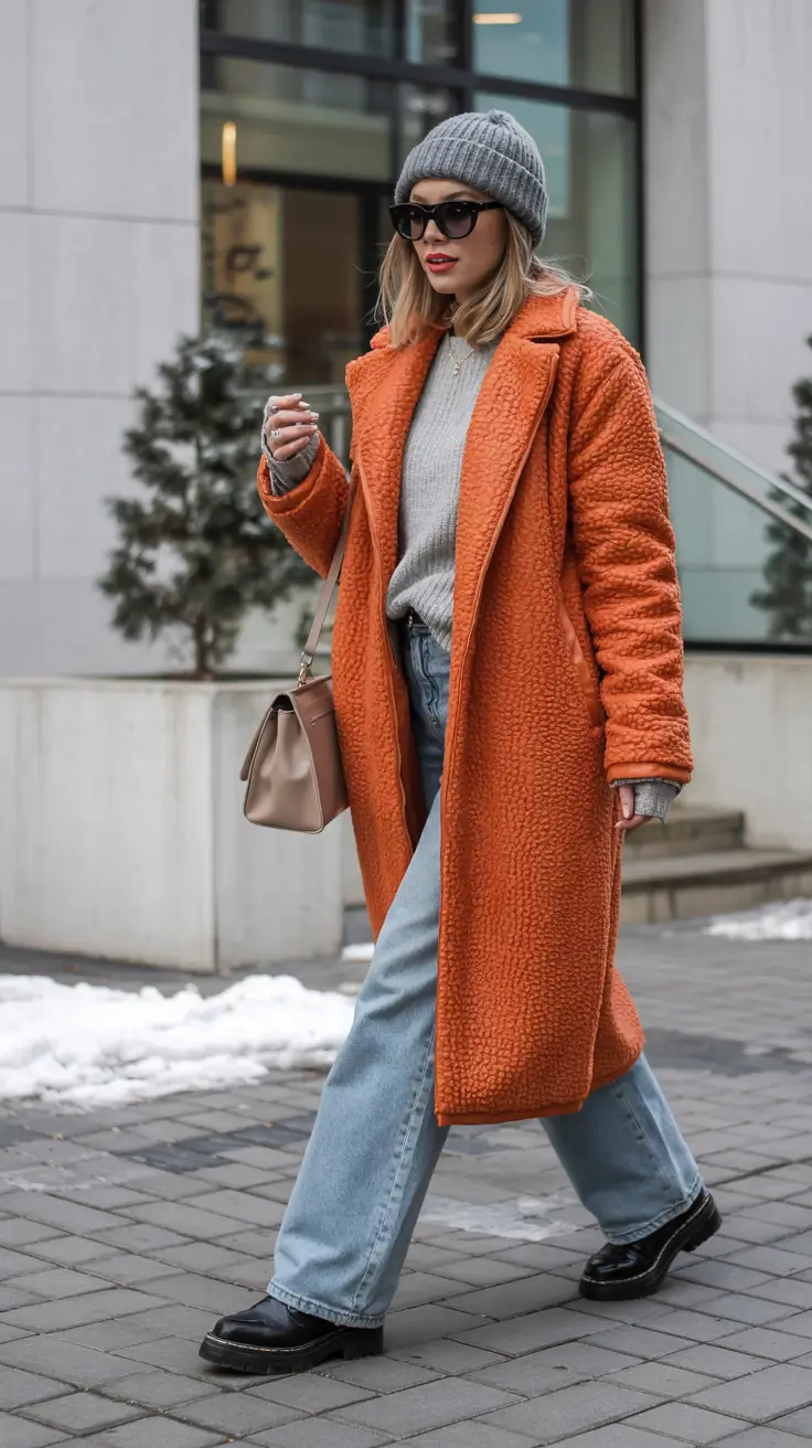 winter fits Orange Crush Statement Coat