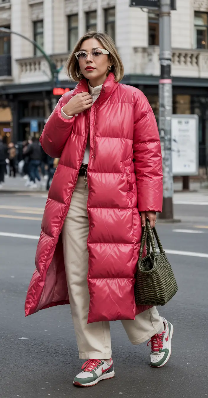winter fits Sporty Puffer Chic