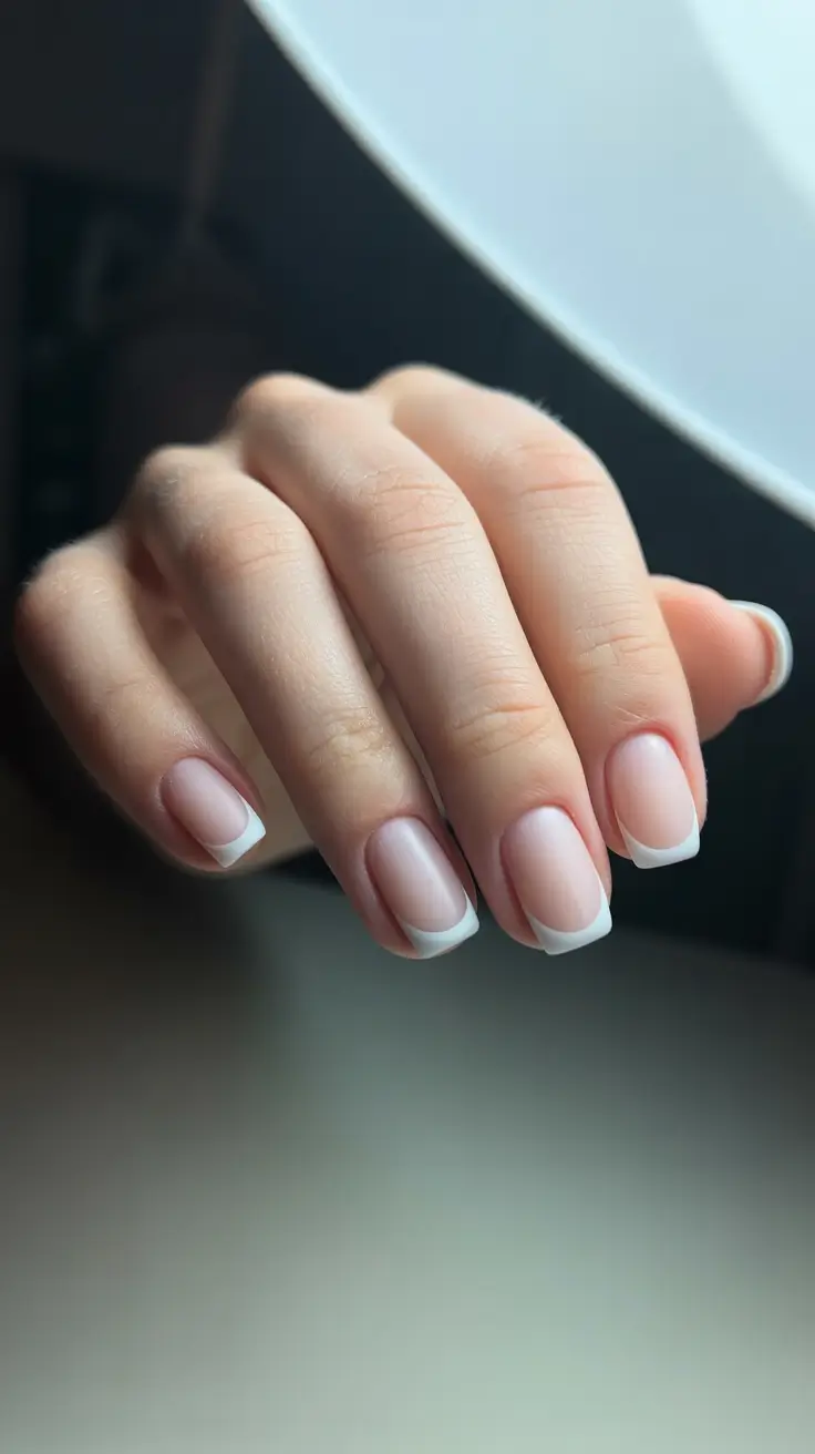 winter french tip nails 2025-2026 classic winter french with a soft matte glow