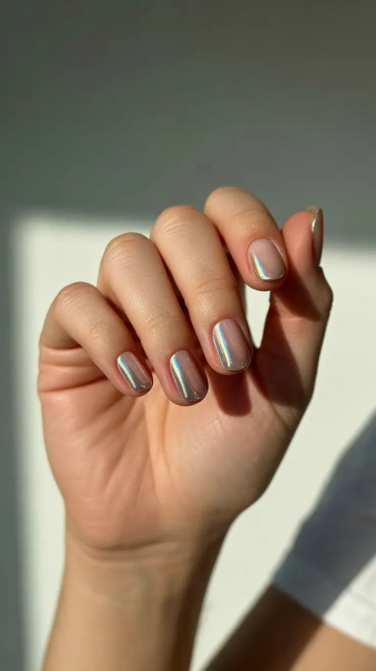 winter french tip nails 2025-2026 holographic ice shine the futuristic glow