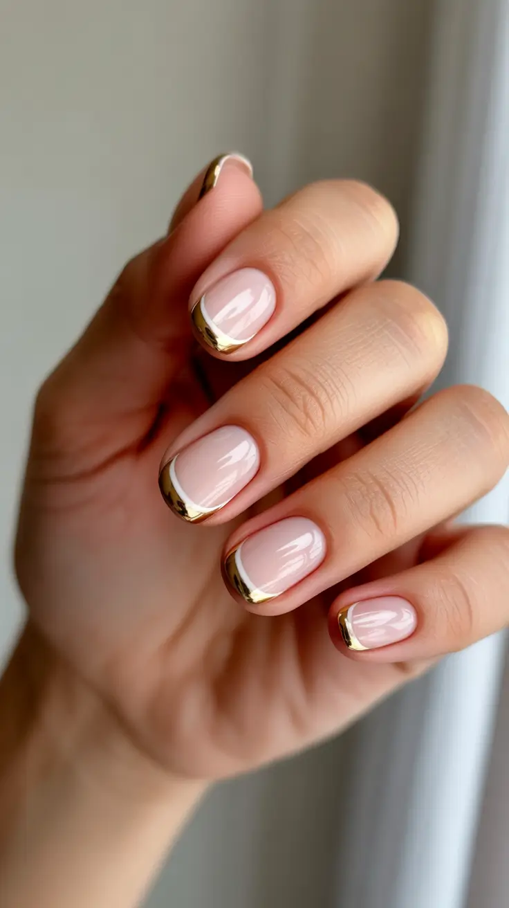 winter french tip nails 2025-2026 golden edge elegance modern glamour for every mood