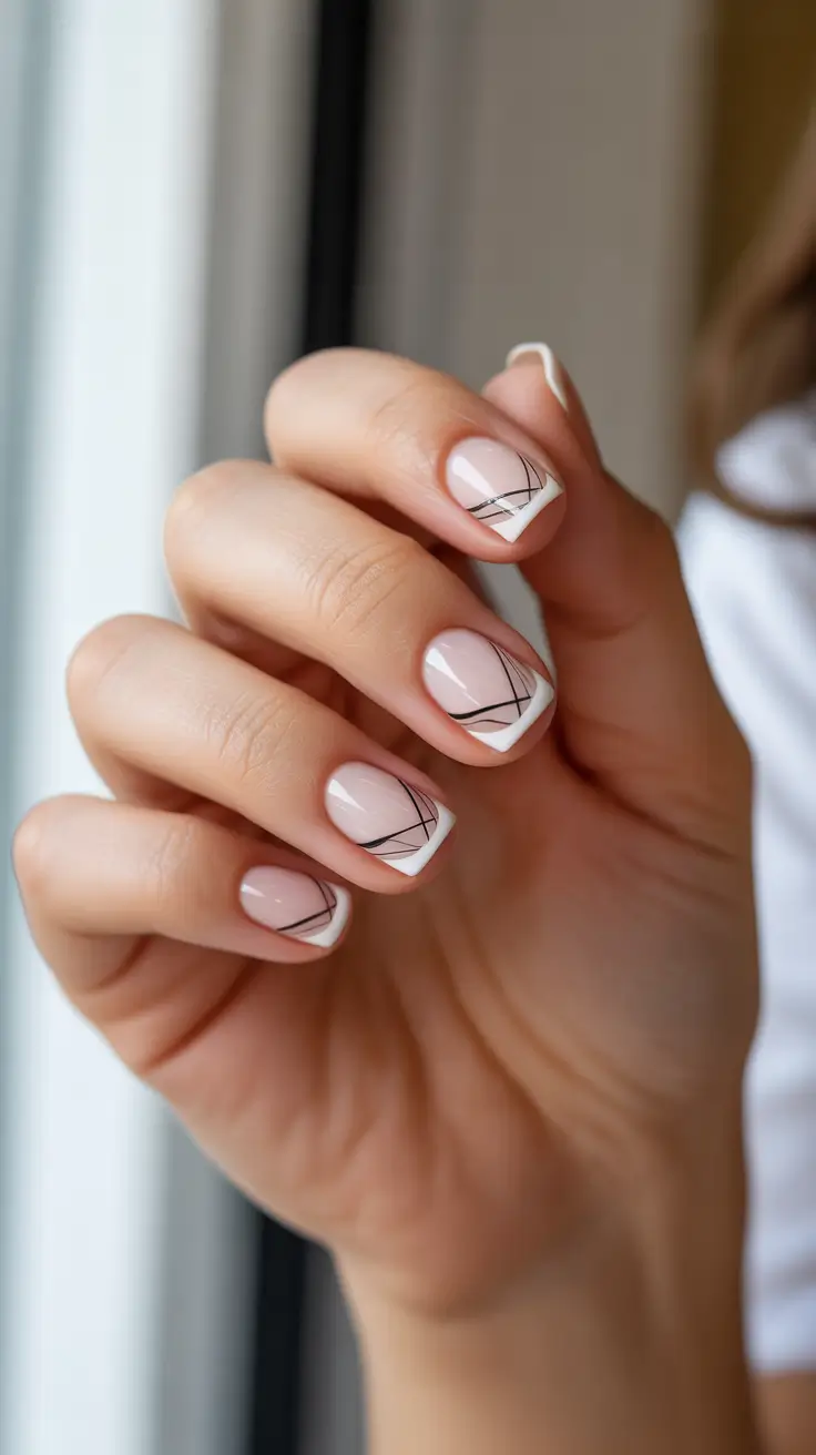 winter french tip nails 2025-2026 geometric frost lines chic precision with a winter twist