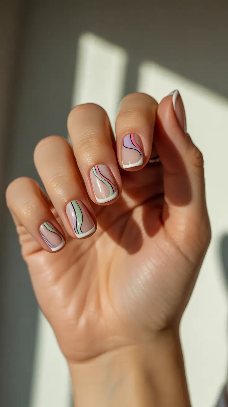 winter french tip nails 2025-2026 candy stripe french playful energy meets clean lines