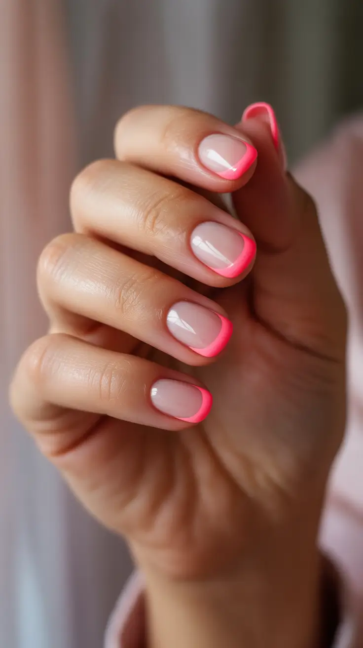 winter french tip nails 2025-2026 neon frost french hot pink energy for cold days
