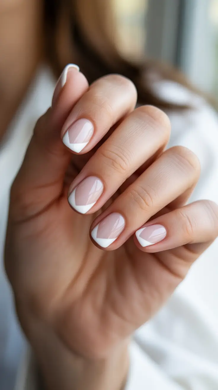 winter french tip nails 2025-2026 frost tipped geometry the modern minimalist french