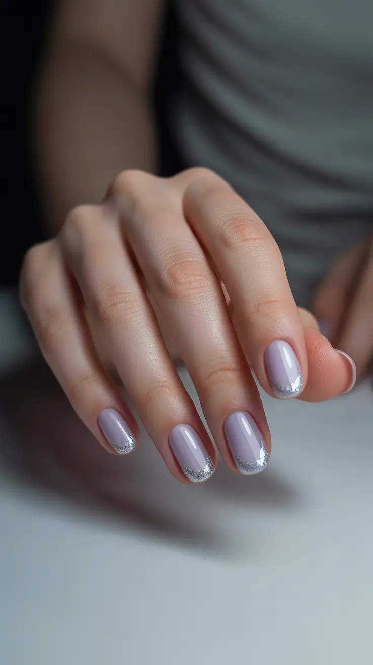 winter french tip nails 2025-2026 silver dust tips the glam snow effect