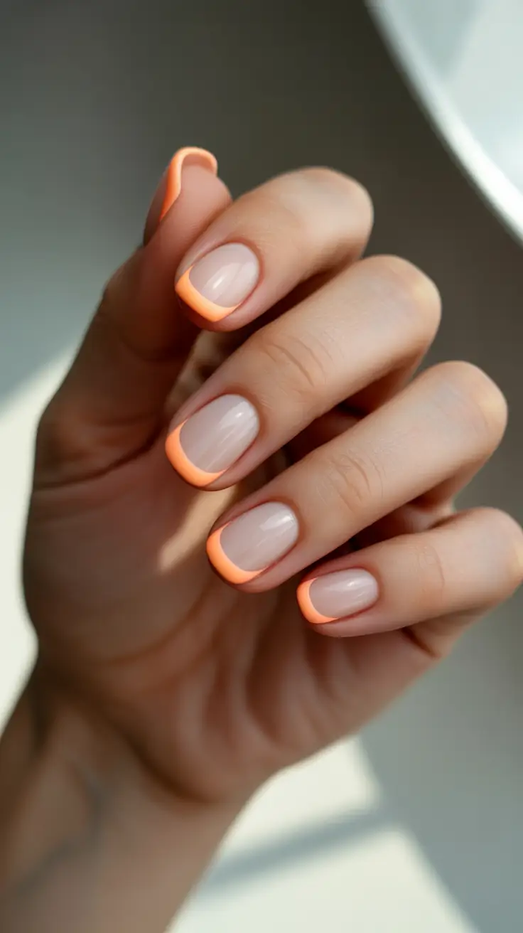 winter french tip nails 2025-2026 tangerine edge a warm glow in the frost
