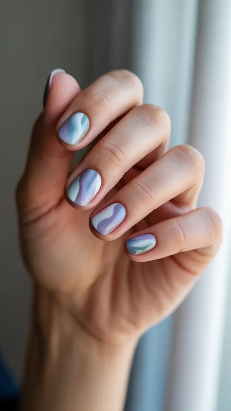 winter gel nails 2025-2026 iridescent stream flow