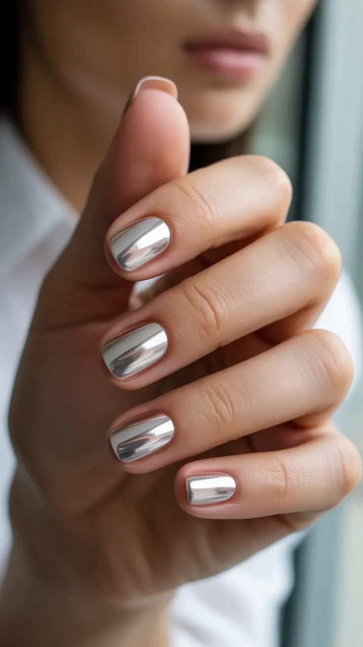 winter gel nails 2025-2026 mirror shine metal